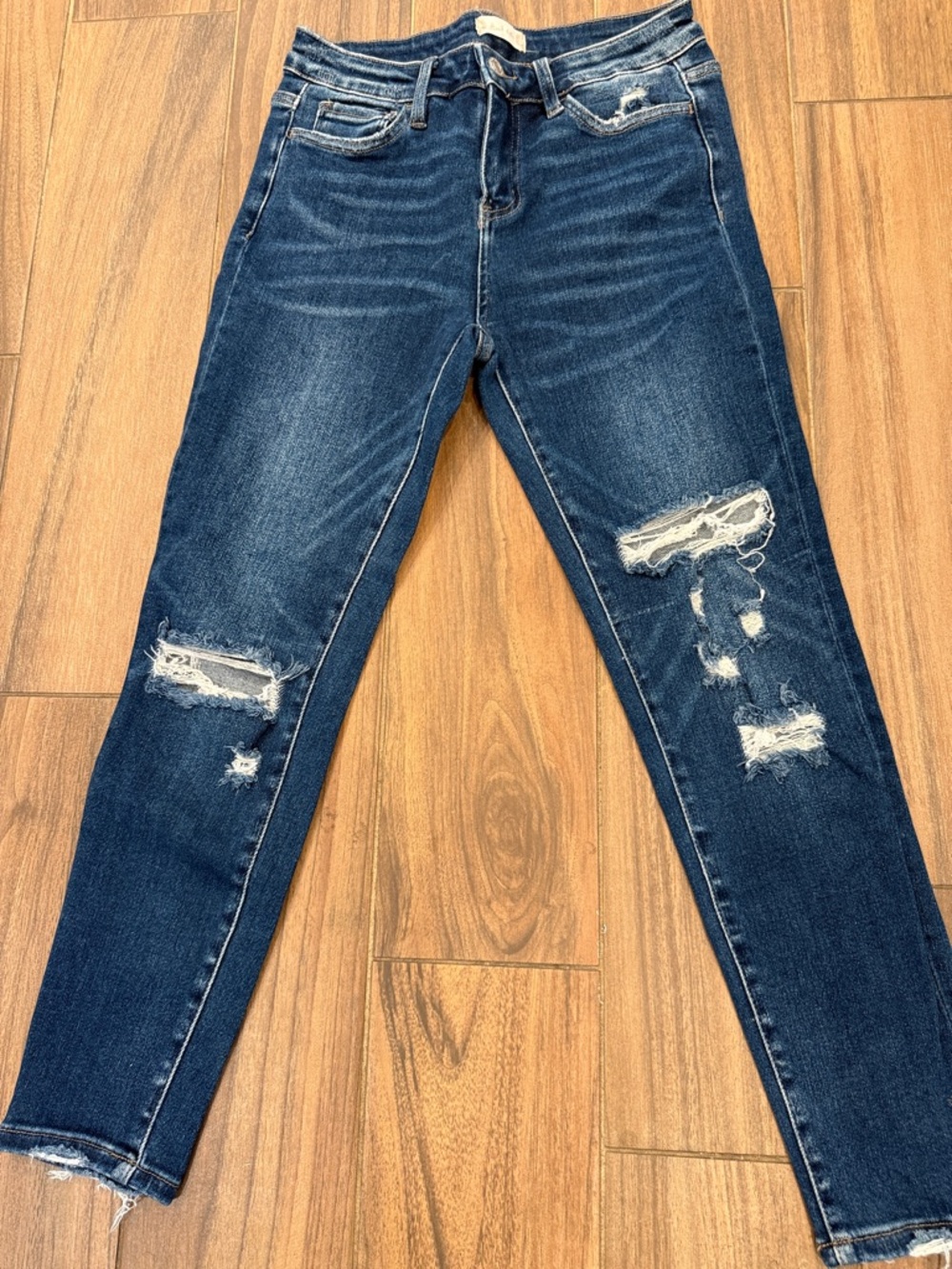 Altar'd State Dark Blue Distressed Skinny Jeans. Waist 14-15” Rise 10”Inseam 27”